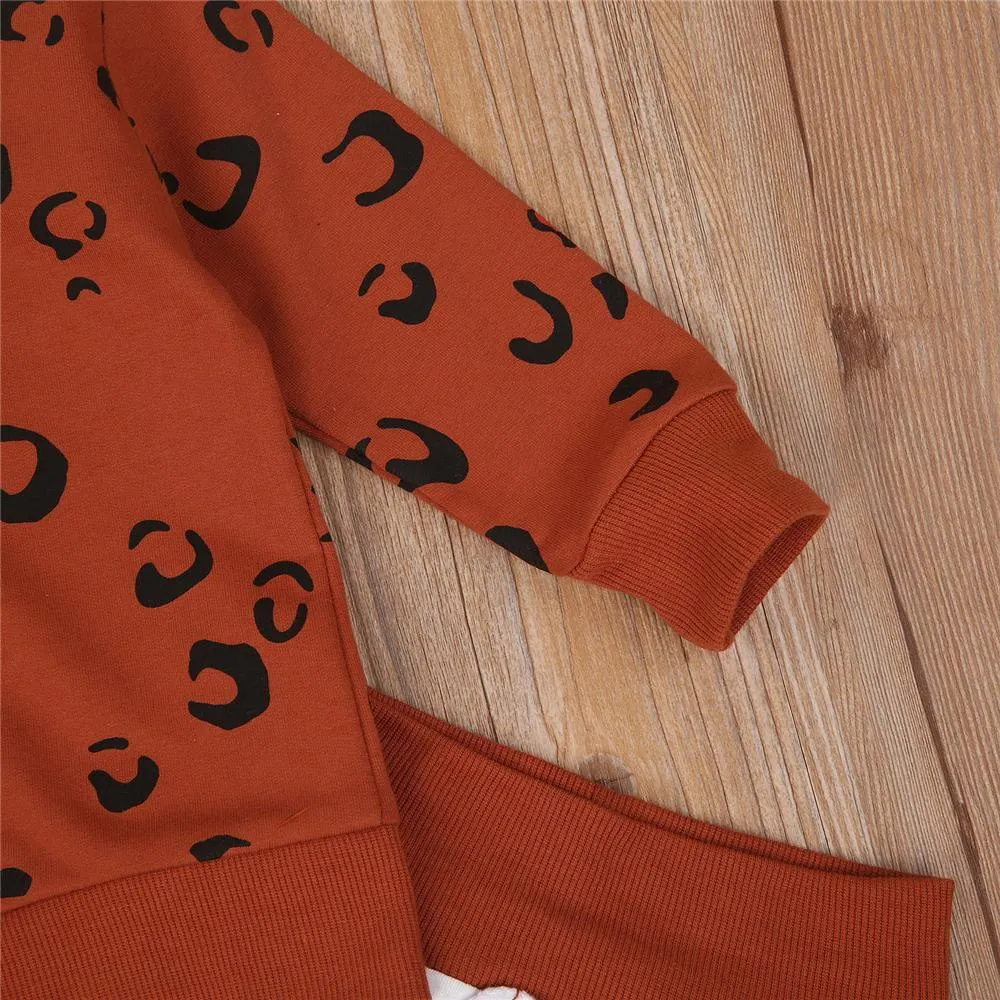 Unisex Long Sleeve Leopard Cardigan Top & Striped Pants Bulk Kids Clothes