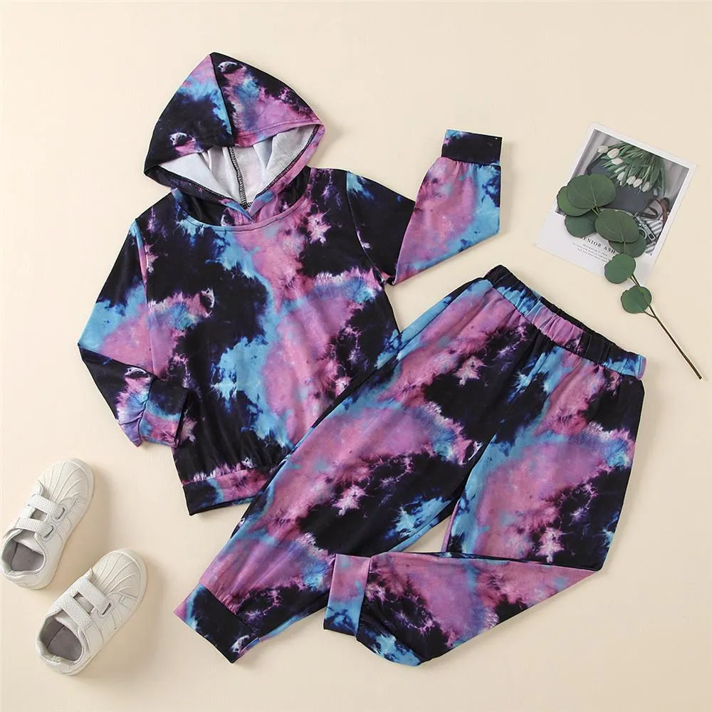 Unisex Long-Sleeve Tie Dye Long Sleeve Top & Pants Wholesale Little Girl Boutique Clothing