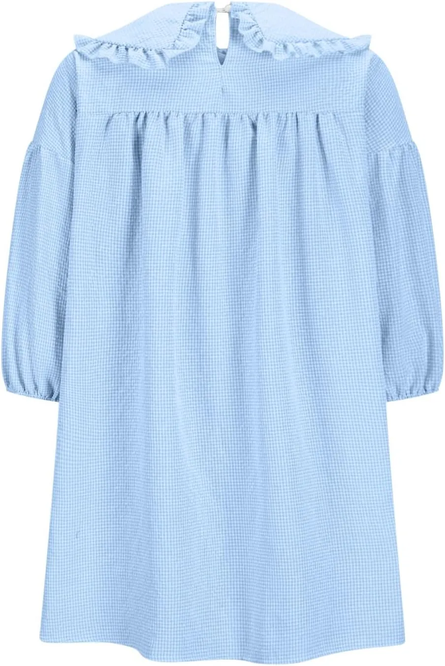 Women Oversized Smock Dresses Cute Doll Collar 3/4 Length Puff Sleeve Midi Dress Loose Comfy Beach Casual Sundress