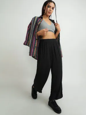 Women Viscose Black Straight Pants