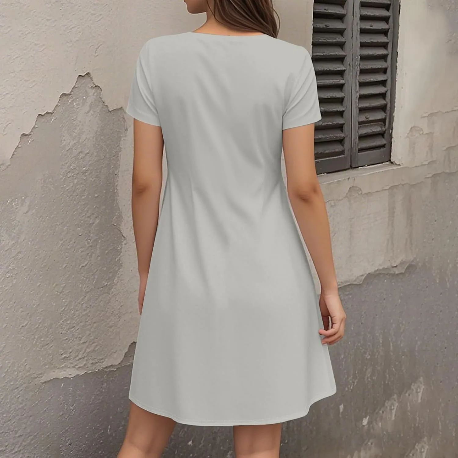 Womens Midi Floral Dresses Summer Trendy Loose Flowy A Line Dress Boho Short Sleeve V Neck Frocks