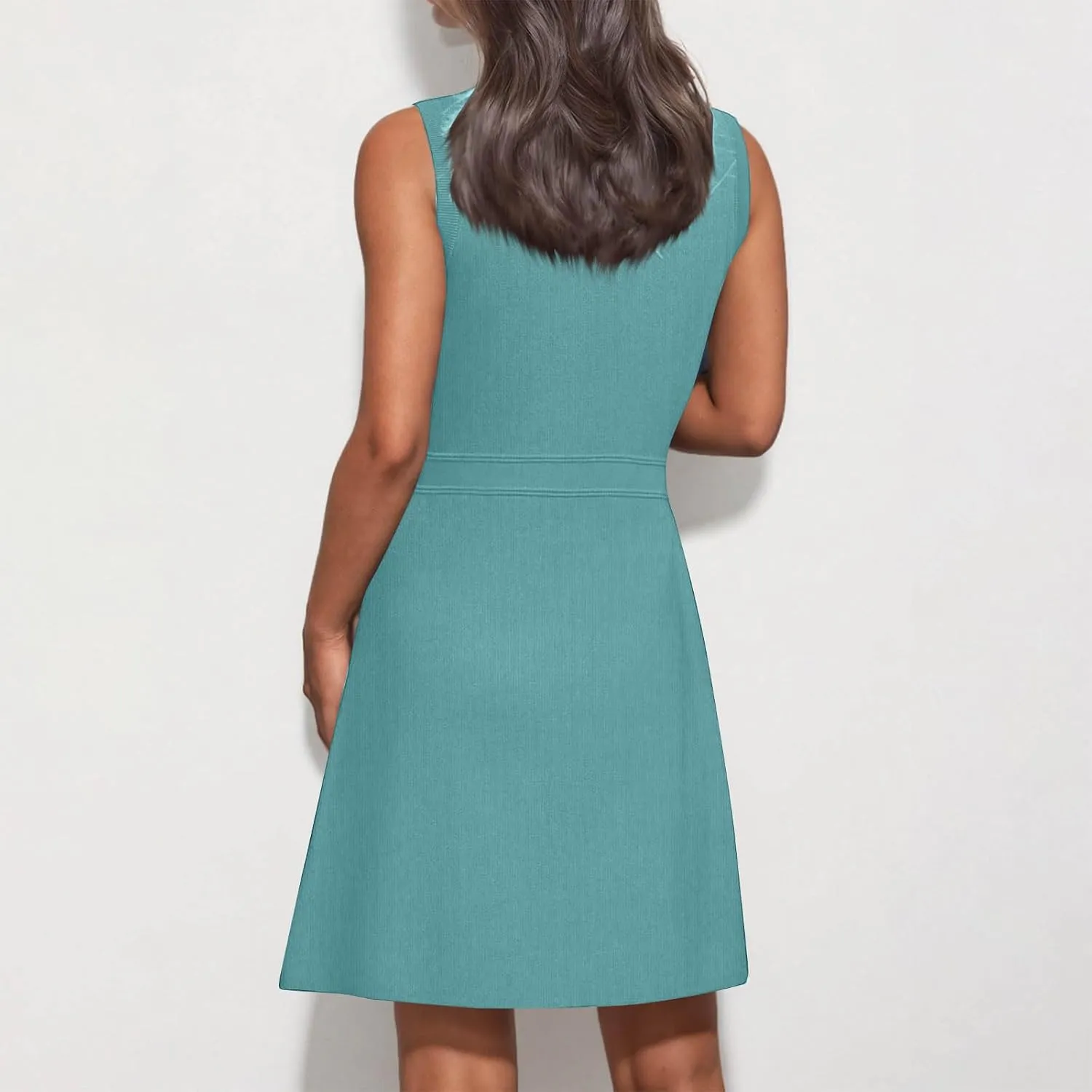 Women's Sleeveless A-Line Dress 2025 Summer Button Elegant Mini Dresses Slim Wear to Work Business Office Dress