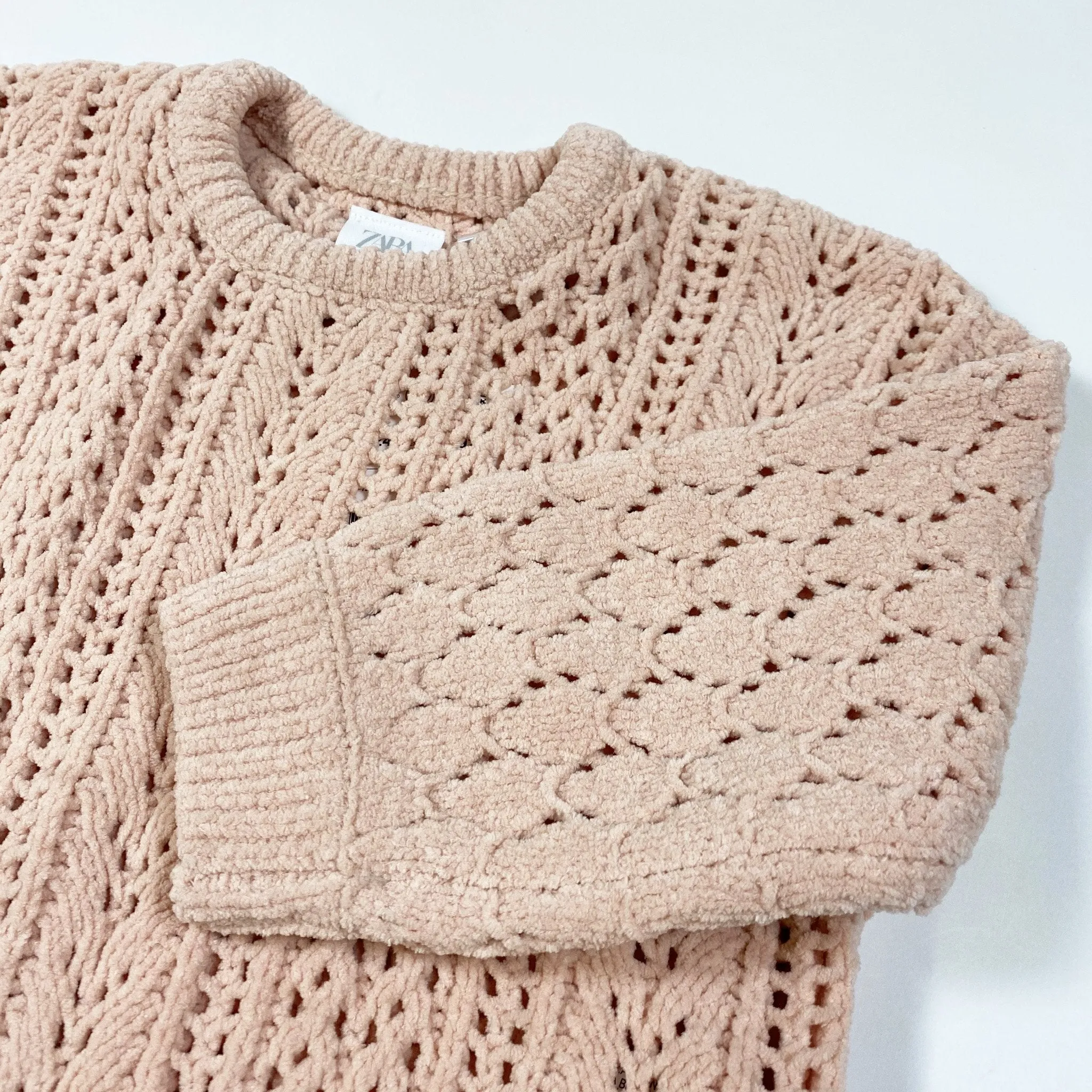 Zara soft peach velour knit sweater 18-24M/92