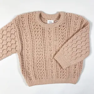 Zara soft peach velour knit sweater 18-24M/92
